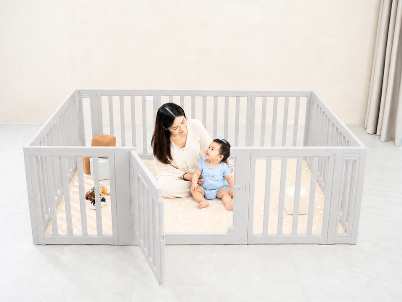 Rimba Playmat Large Tan & Playpen Cloud Grey Bundle