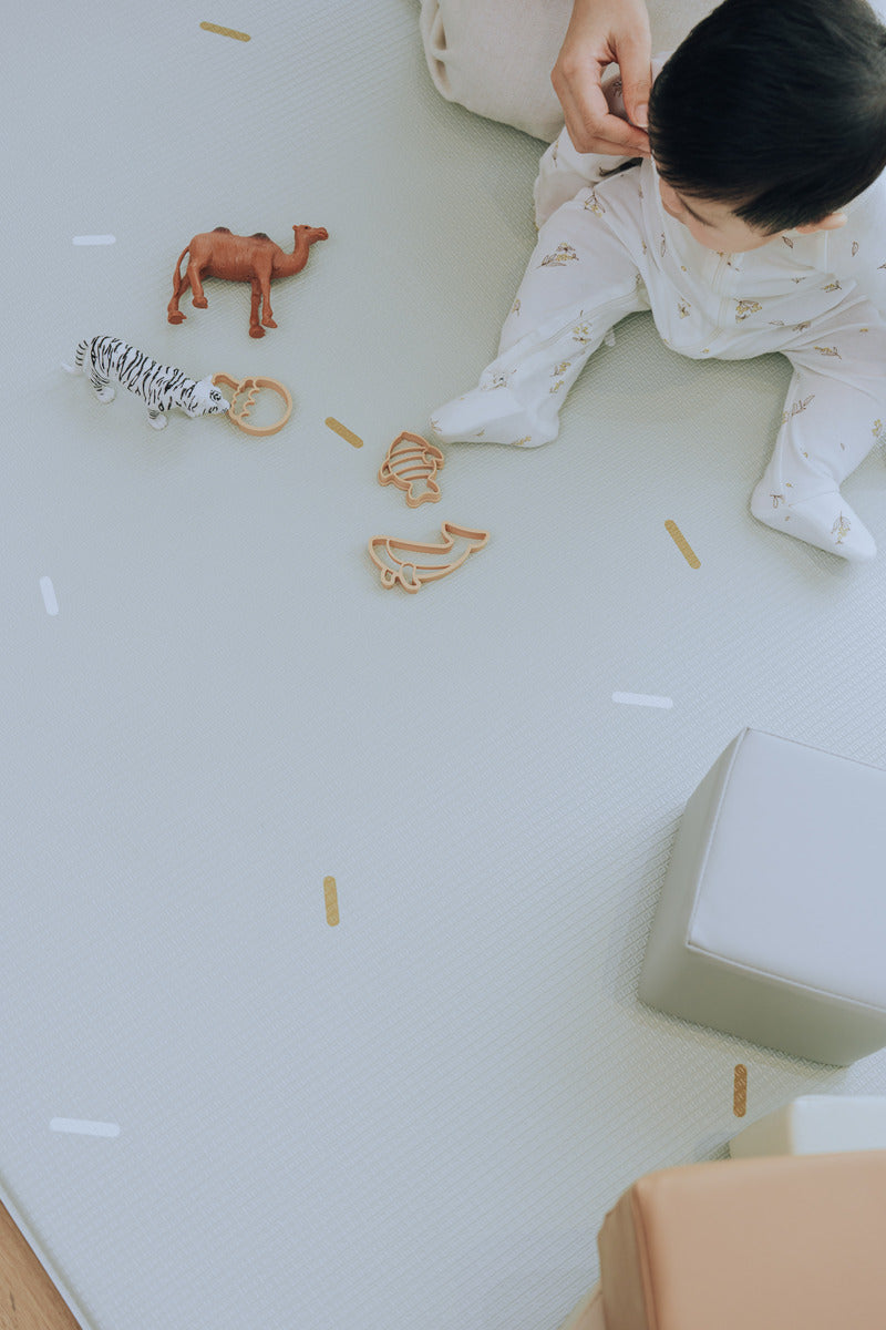 Woodland Playmat Large Sage Green & Playpen Pearl White Bundle