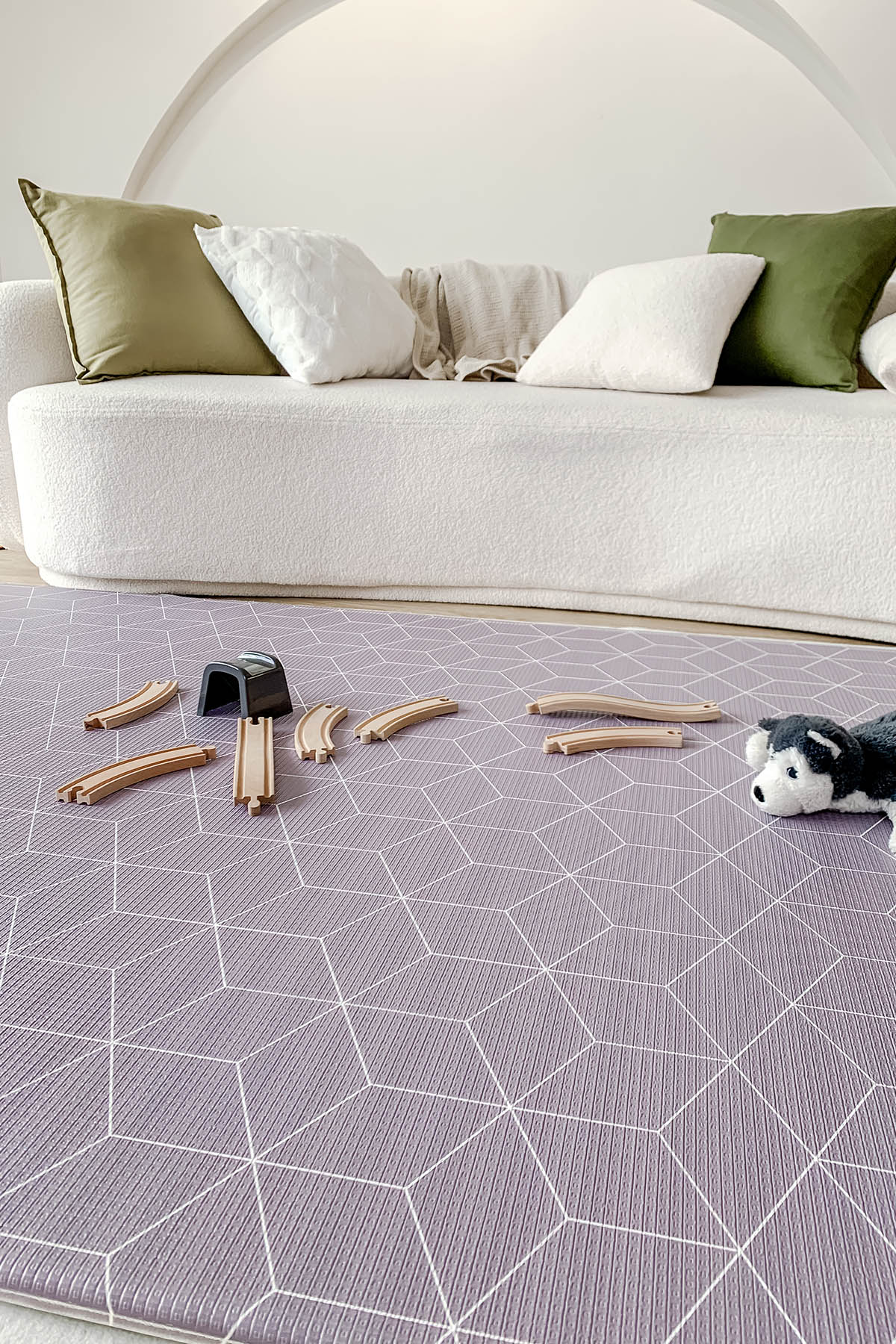 Speckled Play Mat Large Dove Gray & Playpen Pearl White Bundle