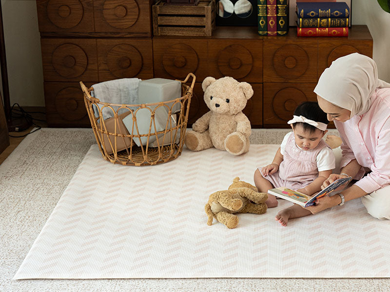 Bloom Play Mat Large Cream Pink & Playpen Cloud Grey Bundle
