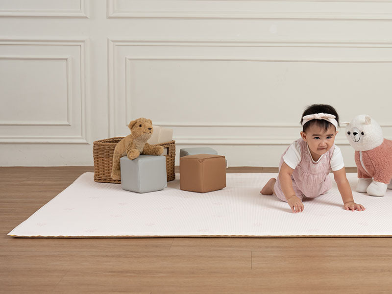 Bloom Play Mat Large Cream Pink & Playpen Cloud Grey Bundle