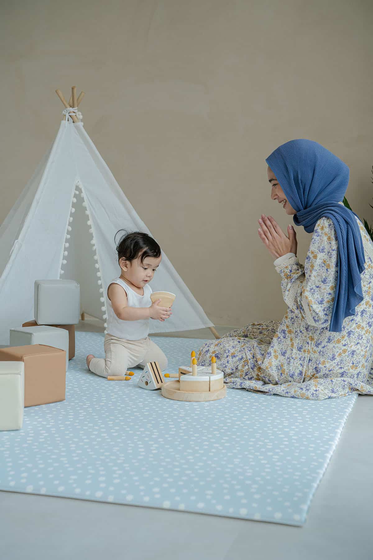 Speckled Play Mat Large Baby Blue