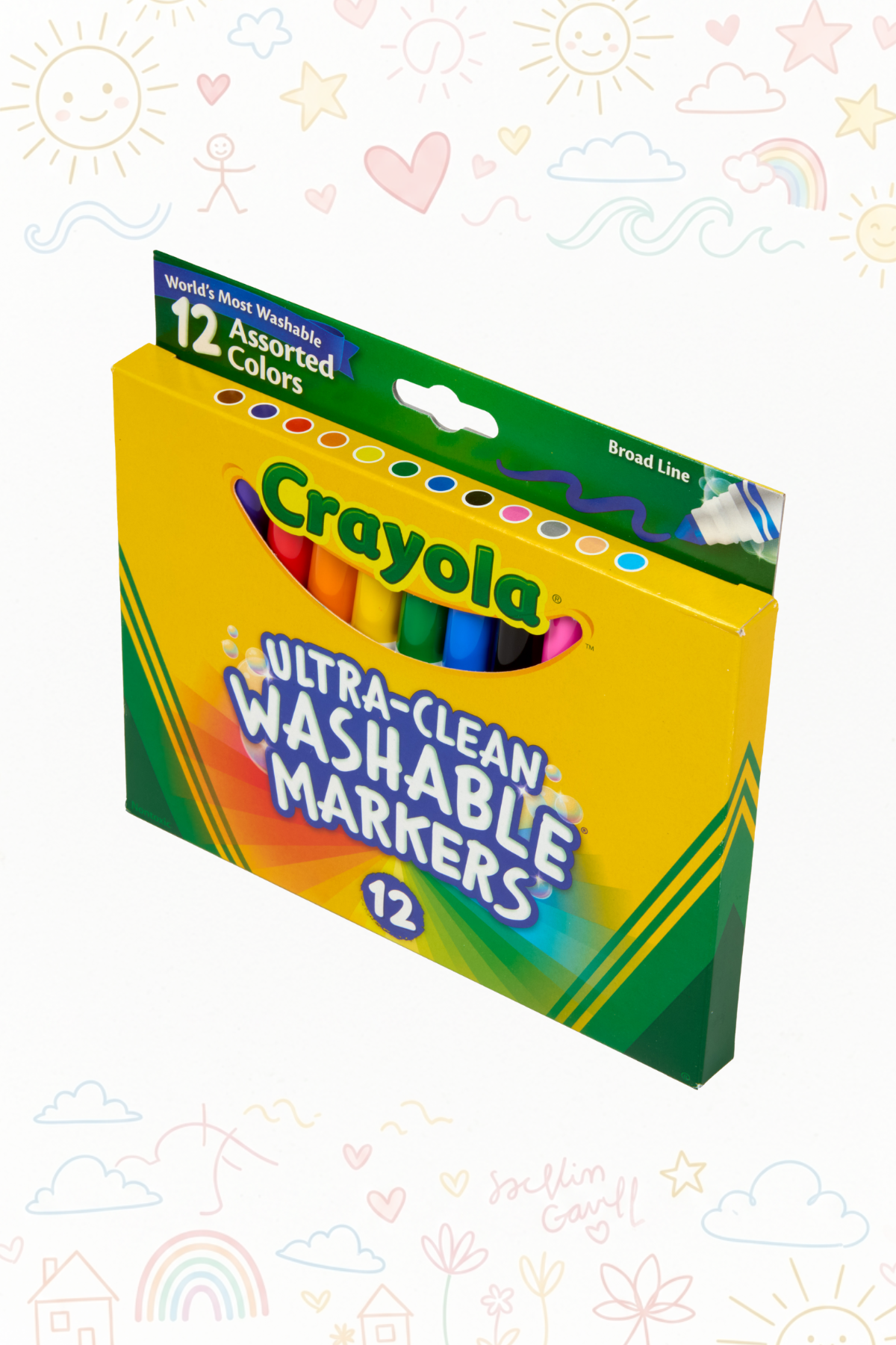 Crayola Washable Markers, Broad Point, Classic Colors, 12/Set
